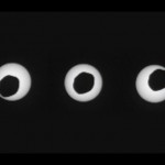 Three sequential images of Phobos eclipsing the Sun, as seen by the Mars Curiosity rover. [Credit: NASA/JPL-Caltech/Malin Space Science Systems/Texas A&M Univ.]